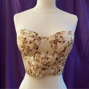 Beige and brown floral cropped bustier/corset from SHEIN. Size M.